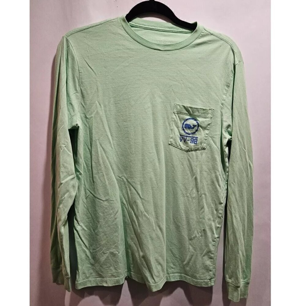 VINEYARD VINES Men's VV-98 Tonal Print L/S Pocket T-Shirt Size XS Mint Sprig